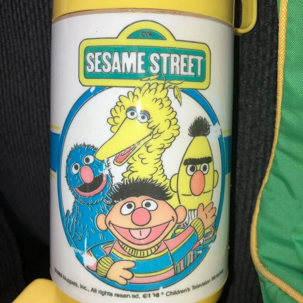 Sesame Street Vintage Lunchbox Bookbag & Oscar Toy
